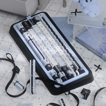 Handwritten-style Blue And Black Keycaps For Mechanical Keyboards