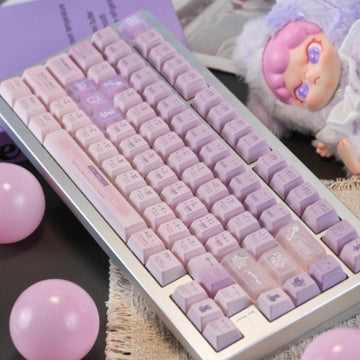 Light Retro Music Keycaps In Versatile Pink-purples'