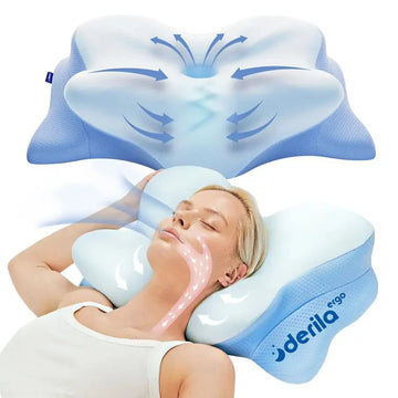 Ergo Cervical Neck Pillow for Sleeping Pillow Contour Memory Foam Pillows for Back, Side Sleeper Pillows 21.25 x 14.17 x 4.72 i