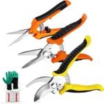 3-Pack Stainless Steel Pruning Shears & Gardening Gloves Set