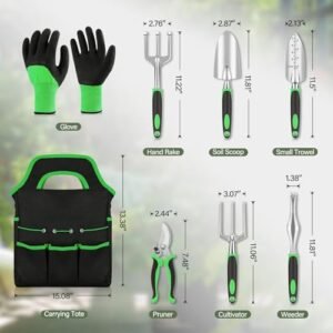 8-Piece Lightweight Aluminium Garden Tool Set with Tote