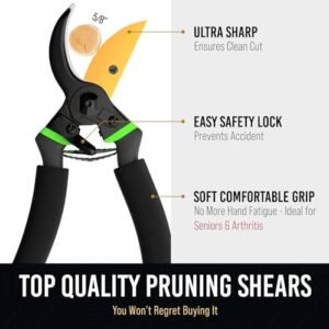 GrowIt 8.5" Titanium Bypass Pruning Shears - Ultra Sharp!