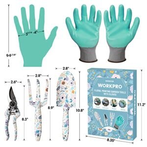 WORKPRO 4PCS Floral Garden Tool Set with Gloves