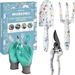 WORKPRO 4PCS Floral Garden Tool Set with Gloves